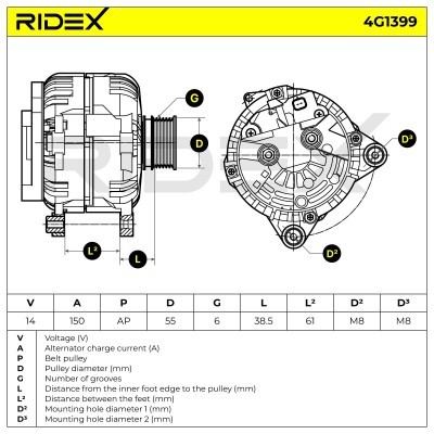 Generator RIDEX 4G1399 4G1399 - foto 5