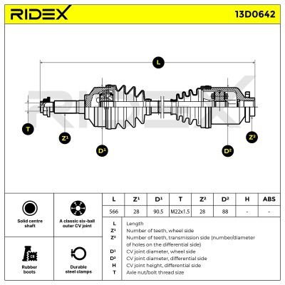 Antriebswelle RIDEX 13D0642 13D0642 - foto 6
