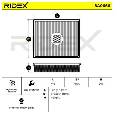 Luftfilter RIDEX 8A0666 8A0666 - foto 5