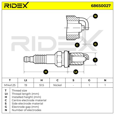 Zündkerze RIDEX 686S0027 686S0027 - foto 7