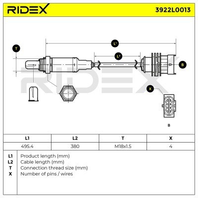 Lambdasonde RIDEX 3922L0013 3922L0013 - foto 6