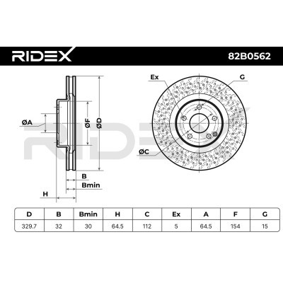 Bremsscheibe RIDEX 82B0562 82B0562 - foto 6