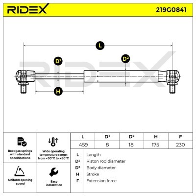 Gasfeder, Koffer-/Laderaum RIDEX 219G0841 219G0841 - foto 6