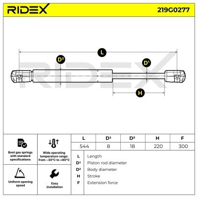 Gasfeder, Koffer-/Laderaum RIDEX 219G0277 219G0277 - foto 7