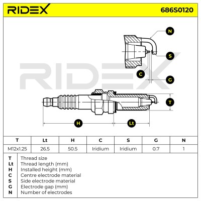 Zündkerze RIDEX 686S0120 686S0120 - foto 10