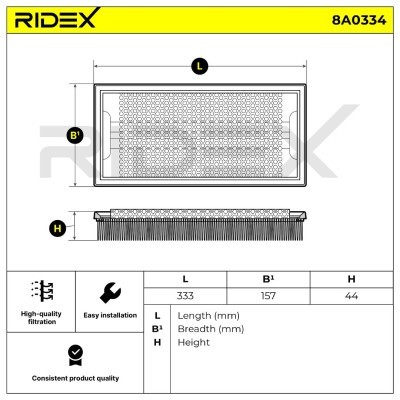 Luftfilter RIDEX 8A0334 8A0334 - foto 6