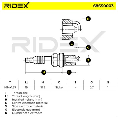 Zündkerze RIDEX 686S0003 686S0003 - foto 6