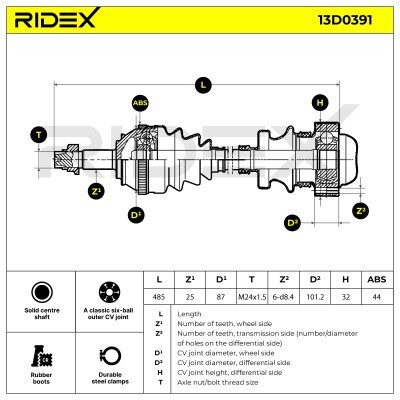 Antriebswelle RIDEX 13D0391 13D0391 - foto 7