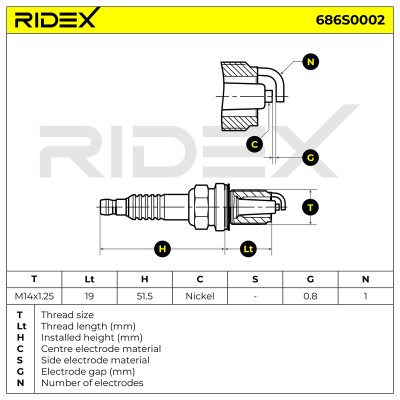 Zündkerze RIDEX 686S0002 686S0002 - foto 6