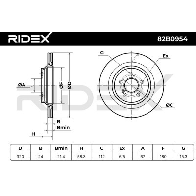 Bremsscheibe RIDEX 82B0954 82B0954 - foto 7