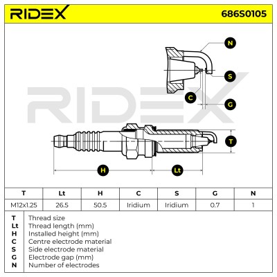 Zündkerze RIDEX 686S0105 686S0105 - foto 5