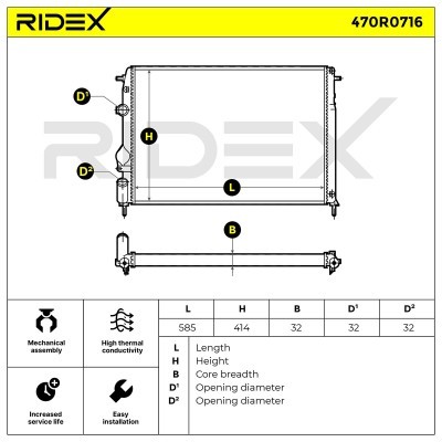 Kühler, Motorkühlung RIDEX 470R0716 470R0716 - foto 7