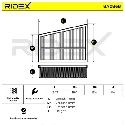 Luftfilter RIDEX 8A0868 8A0868 - foto 6