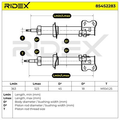 Stoßdämpfer RIDEX 854S2283 854S2283 - foto 4