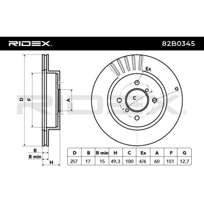 Bremsscheibe RIDEX 82B0345 82B0345 - foto 6