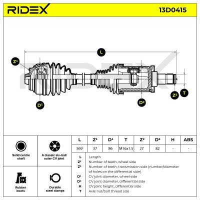 Antriebswelle RIDEX 13D0415 13D0415 - foto 7