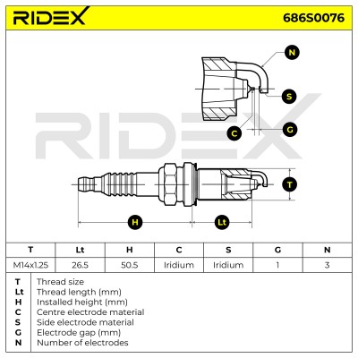 Zündkerze RIDEX 686S0076 686S0076 - foto 6