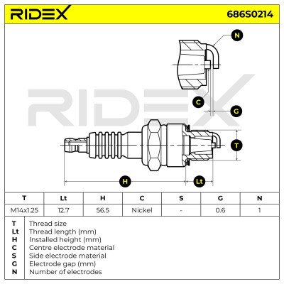 Zündkerze RIDEX 686S0214 686S0214 - foto 5