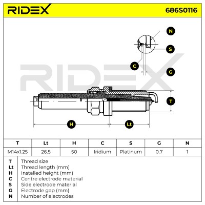 Zündkerze RIDEX 686S0116 686S0116 - foto 6