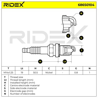 Zündkerze RIDEX 686S0104 686S0104 - foto 6