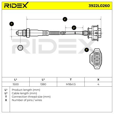 Lambdasonde RIDEX 3922L0260 3922L0260 - foto 6