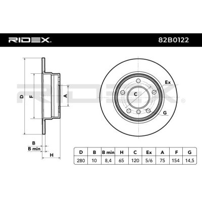Bremsscheibe RIDEX 82B0122 82B0122 - foto 5
