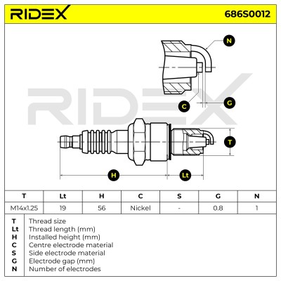 Zündkerze RIDEX 686S0012 686S0012 - foto 6