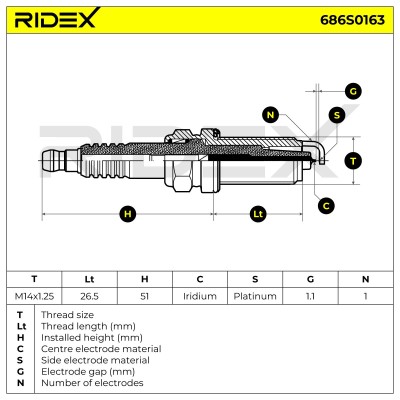 Zündkerze RIDEX 686S0163 686S0163 - foto 5