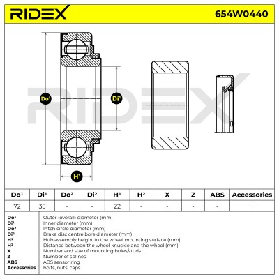 Radlager RIDEX 654W0440 654W0440 - foto 3