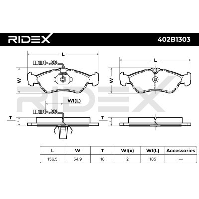 Bremsbeläge Satz RIDEX 402B1303 402B1303 - foto 5