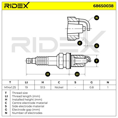 Zündkerze RIDEX 686S0038 686S0038 - foto 6