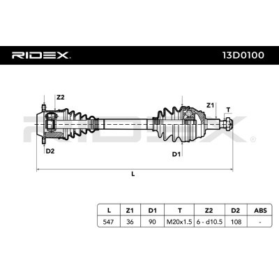 Antriebswelle RIDEX 13D0100 13D0100 - foto 6
