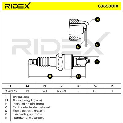 Zündkerze RIDEX 686S0010 686S0010 - foto 6