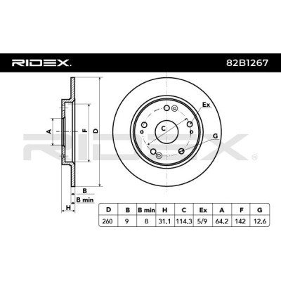 Bremsscheibe RIDEX 82B1267 82B1267 - foto 3
