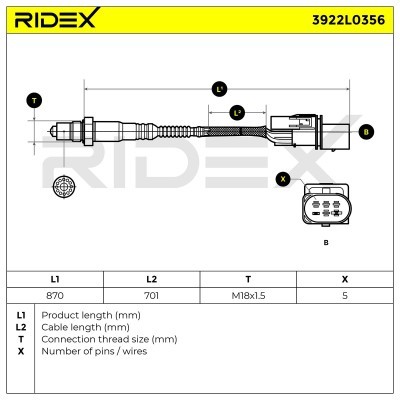 Lambdasonde RIDEX 3922L0356 3922L0356 - foto 7