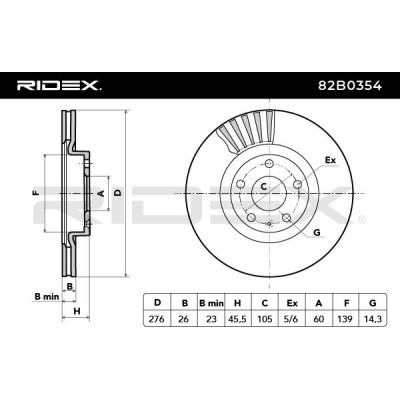 Bremsscheibe RIDEX 82B0354 82B0354 - foto 5