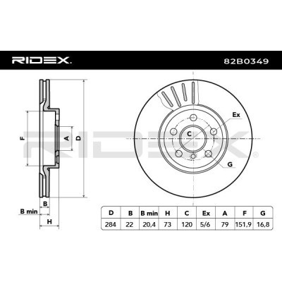 Bremsscheibe RIDEX 82B0349 82B0349 - foto 7