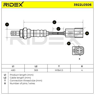 Lambdasonde RIDEX 3922L0506 3922L0506 - foto 6