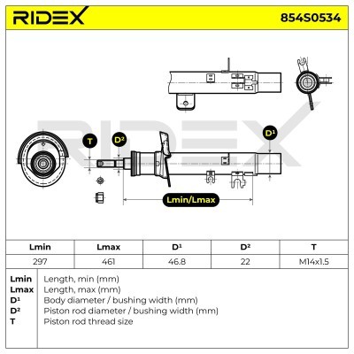 Stoßdämpfer RIDEX 854S0534 854S0534 - foto 9