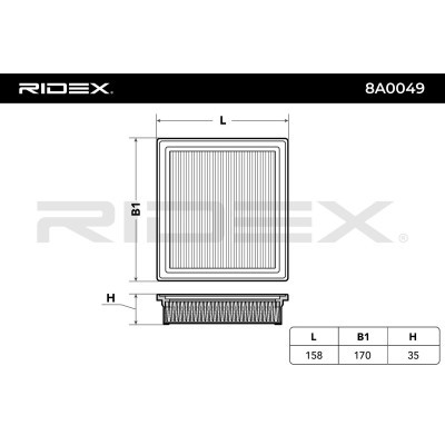 Luftfilter RIDEX 8A0049 8A0049 - foto 3