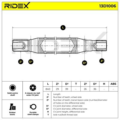 Antriebswelle RIDEX 13D1006 13D1006 - foto 5