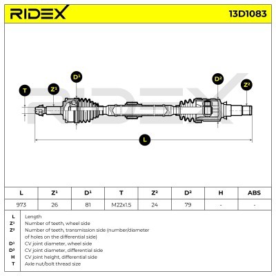 Antriebswelle RIDEX 13D1083 13D1083 - foto 7