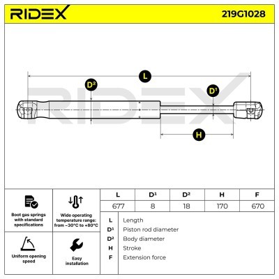 Gasfeder, Koffer-/Laderaum RIDEX 219G1028 219G1028 - foto 7