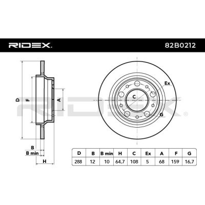 Bremsscheibe RIDEX 82B0212 82B0212 - foto 3