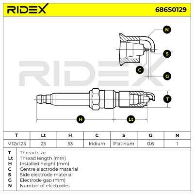 Zündkerze RIDEX 686S0129 686S0129 - foto 6