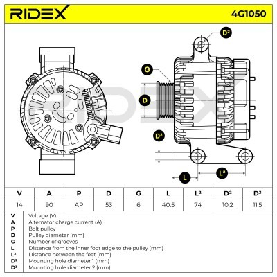 Generator RIDEX 4G1050 4G1050 - foto 7