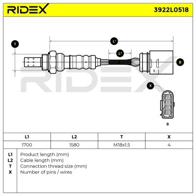 Lambdasonde RIDEX 3922L0518 3922L0518 - foto 6