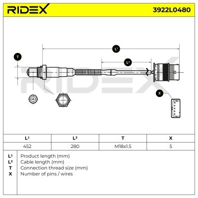 Lambdasonde RIDEX 3922L0480 3922L0480 - foto 6