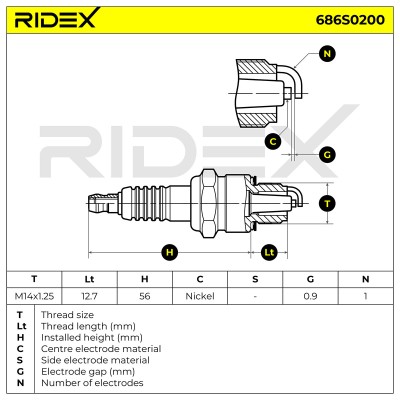 Zündkerze RIDEX 686S0200 686S0200 - foto 5