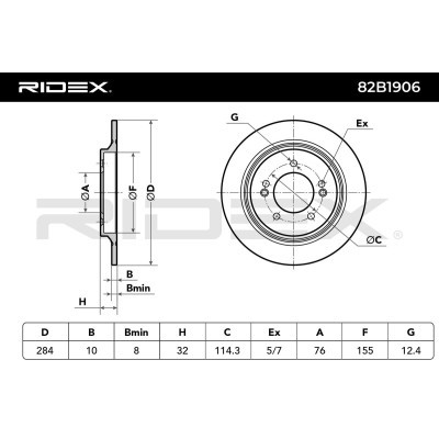 Bremsscheibe RIDEX 82B1906 82B1906 - foto 6